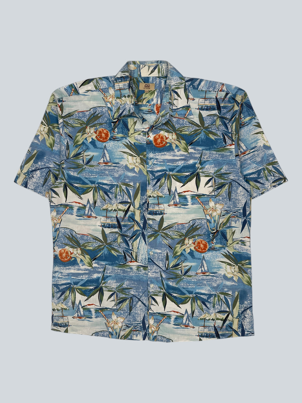 Off Shore Hawaiian Shirt With Beach Scene Print