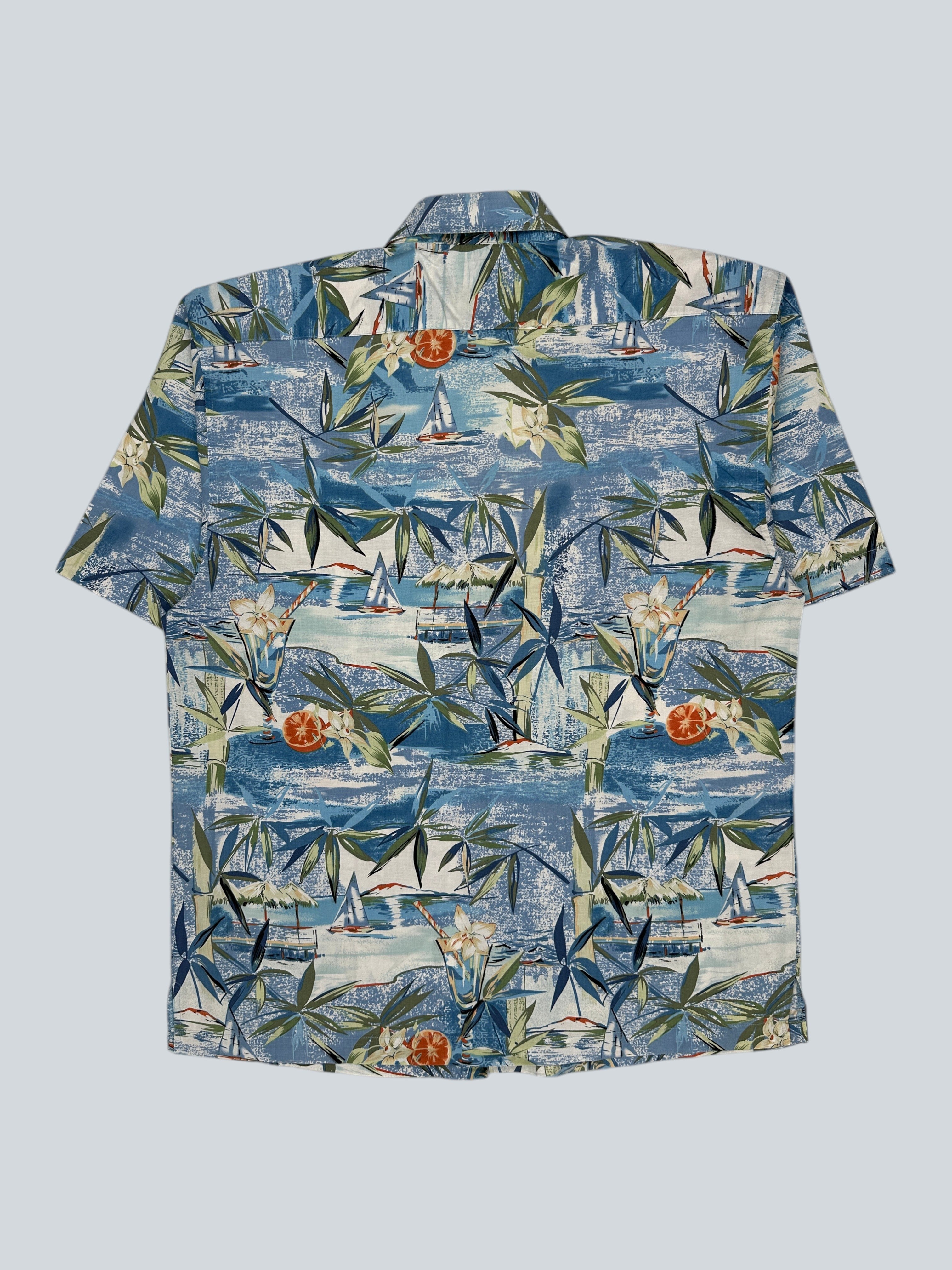 Off Shore Hawaiian Shirt With Beach Scene Print