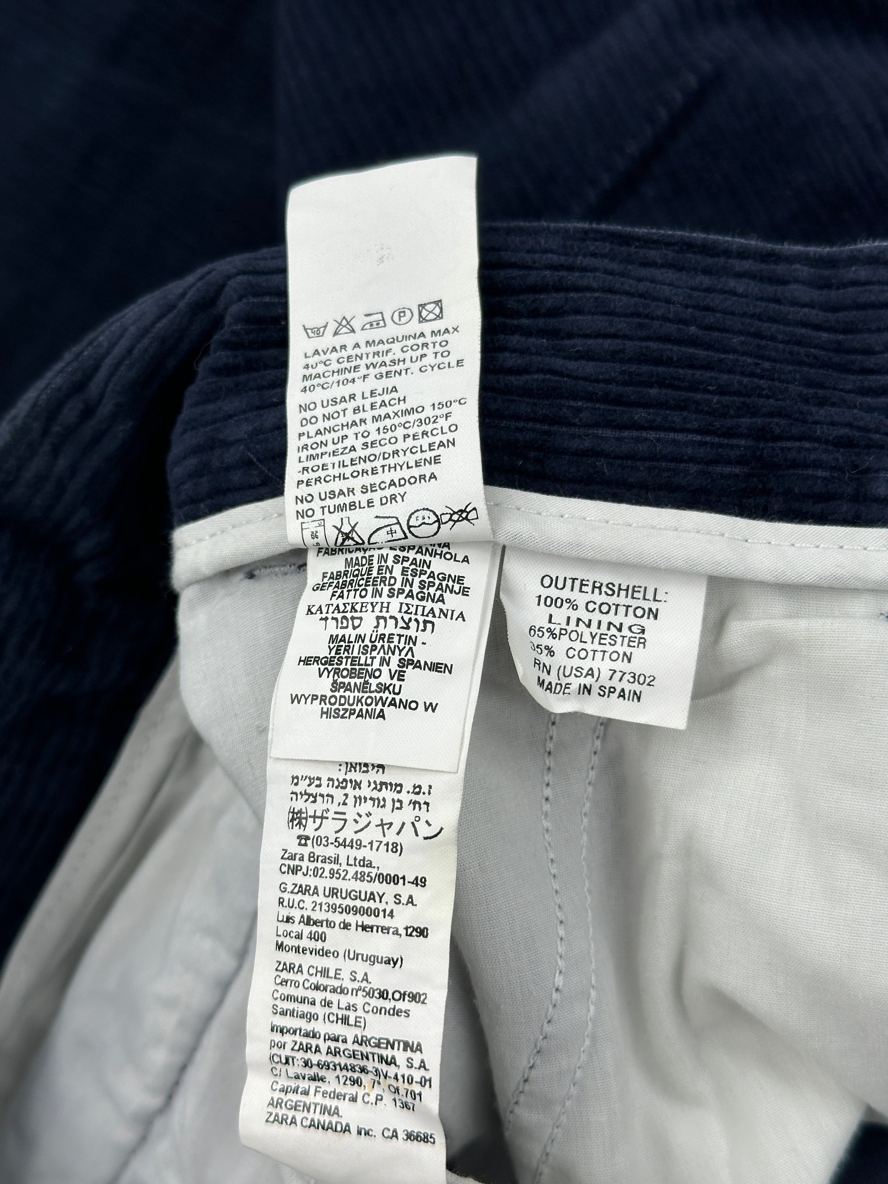 Zara Navy Blue Corduroy Pants