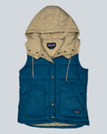 Patagonia Teal & Beige Hooded Puffer Vest