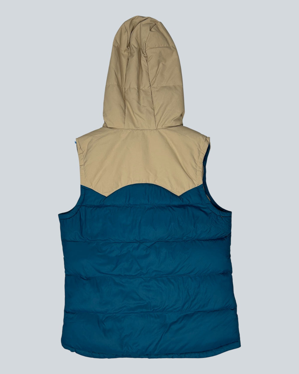 Patagonia Teal & Beige Hooded Puffer Vest
